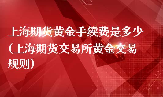 上海期货黄金手续费是多少(上海期货交易所黄金交易规则)_https://www.zghnxxa.com_国际期货_第1张
