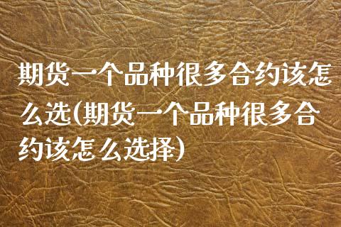 期货一个品种很多合约该怎么选(期货一个品种很多合约该怎么选择)_https://www.zghnxxa.com_黄金期货_第1张