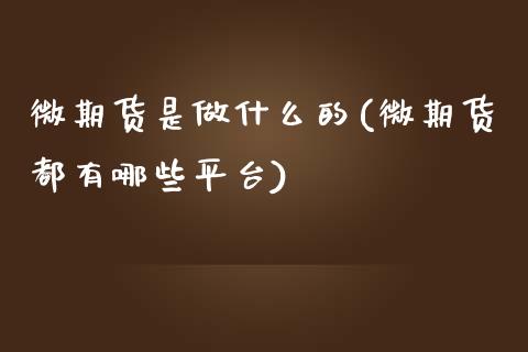 微期货是做什么的(微期货都有哪些平台)_期货直播室_第1张_期货直播室 微期货是做什么的(微期货都有哪些平台)_https://www.zghnxxa.com_期货直播室_第1张
