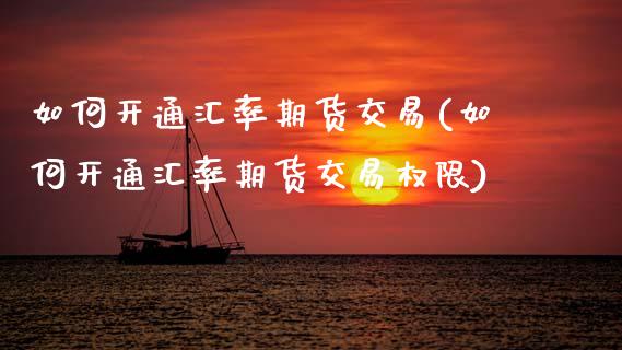 如何开通汇率期货交易(如何开通汇率期货交易权限)_https://www.zghnxxa.com_内盘期货_第1张