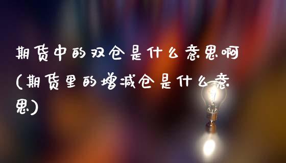 期货中的双仓是什么意思啊(期货里的增减仓是什么意思)_https://www.zghnxxa.com_黄金期货_第1张