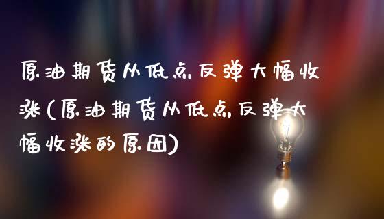 原油期货从低点反弹大幅收涨(原油期货从低点反弹大幅收涨的原因)_https://www.zghnxxa.com_国际期货_第1张