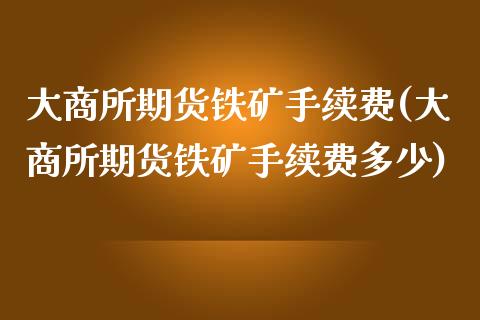 大商所期货铁矿手续费(大商所期货铁矿手续费多少)_https://www.zghnxxa.com_国际期货_第1张