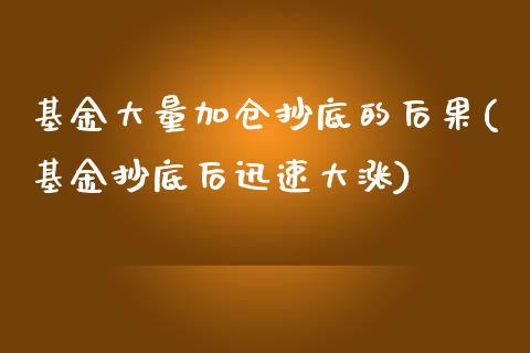 基金大量加仓抄底的后果(基金抄底后迅速大涨)_https://www.zghnxxa.com_黄金期货_第1张