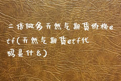二倍做多天然气期货价格etf(天然气期货etf代码是什么)_https://www.zghnxxa.com_黄金期货_第1张