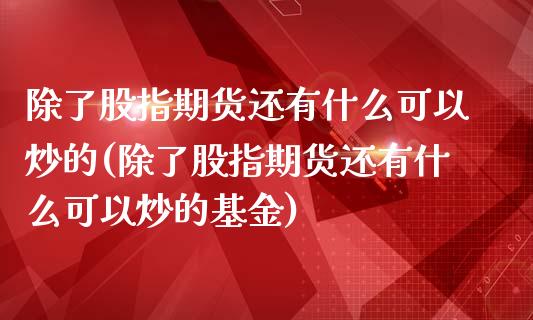 除了股指期货还有什么可以炒的(除了股指期货还有什么可以炒的基金)_https://www.zghnxxa.com_期货直播室_第1张