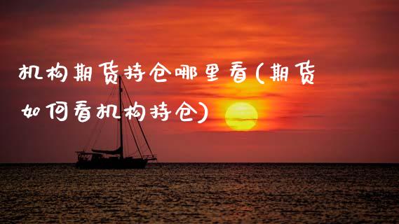 机构期货持仓哪里看(期货如何看机构持仓)_https://www.zghnxxa.com_国际期货_第1张