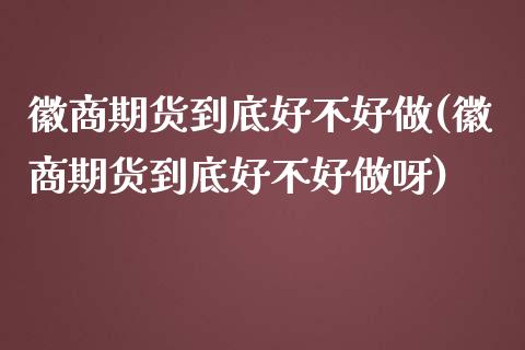 徽商期货到底好不好做(徽商期货到底好不好做呀)_https://www.zghnxxa.com_内盘期货_第1张