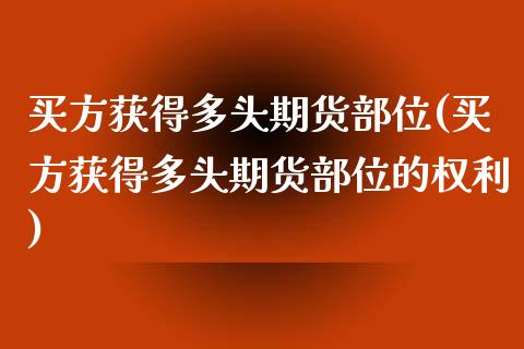 买方获得多头期货部位(买方获得多头期货部位的权利)_https://www.zghnxxa.com_内盘期货_第1张