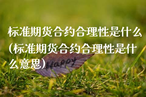 标准期货合约合理性是什么(标准期货合约合理性是什么意思)_https://www.zghnxxa.com_内盘期货_第1张