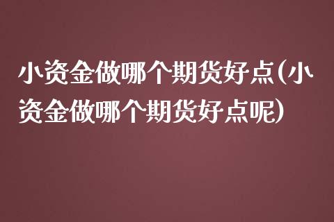 小资金做哪个期货好点(小资金做哪个期货好点呢)_https://www.zghnxxa.com_国际期货_第1张