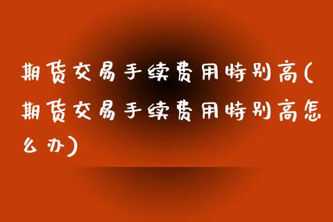 期货交易手续费用特别高(期货交易手续费用特别高怎么办)_https://www.zghnxxa.com_国际期货_第1张