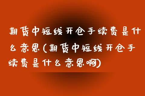 期货中短线开仓手续费是什么意思(期货中短线开仓手续费是什么意思啊)_https://www.zghnxxa.com_国际期货_第1张