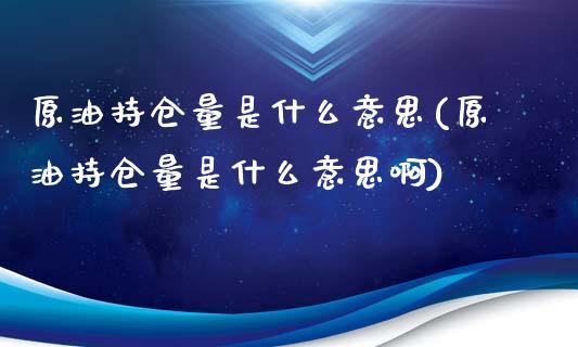 原油持仓量是什么意思(原油持仓量是什么意思啊)_https://www.zghnxxa.com_黄金期货_第1张