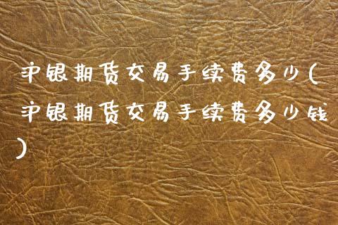 沪银期货交易手续费多少(沪银期货交易手续费多少钱)_https://www.zghnxxa.com_期货直播室_第1张