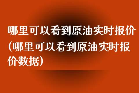 哪里可以看到原油实时报价(哪里可以看到原油实时报价数据)_https://www.zghnxxa.com_期货直播室_第1张