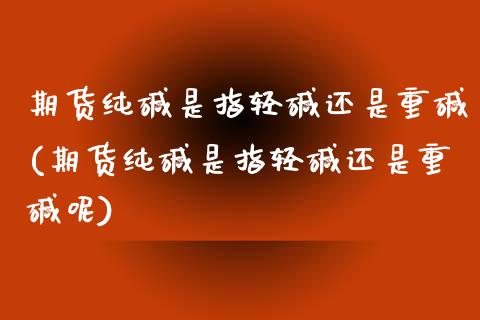 期货纯碱是指轻碱还是重碱(期货纯碱是指轻碱还是重碱呢)_https://www.zghnxxa.com_黄金期货_第1张