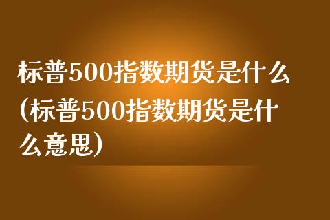 标普500指数期货是什么(标普500指数期货是什么意思)_https://www.zghnxxa.com_期货直播室_第1张