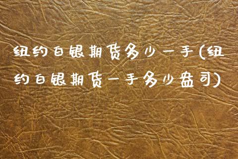 纽约白银期货多少一手(纽约白银期货一手多少盎司)_https://www.zghnxxa.com_国际期货_第1张