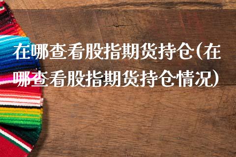 在哪查看股指期货持仓(在哪查看股指期货持仓情况)_https://www.zghnxxa.com_黄金期货_第1张