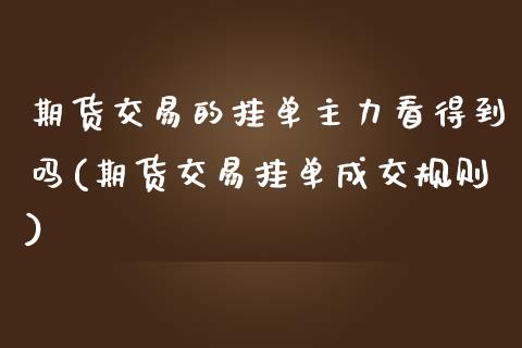 期货交易的挂单主力看得到吗(期货交易挂单成交规则)_期货直播室_第1张_期货直播室 期货交易的挂单主力看得到吗(期货交易挂单成交规则)_https://www.zghnxxa.com_期货直播室_第1张