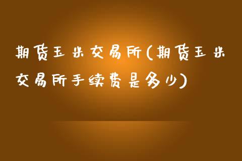 期货玉米交易所(期货玉米交易所手续费是多少)_https://www.zghnxxa.com_国际期货_第1张