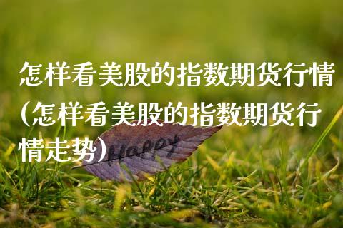 怎样看美股的指数期货行情(怎样看美股的指数期货行情走势)_https://www.zghnxxa.com_内盘期货_第1张