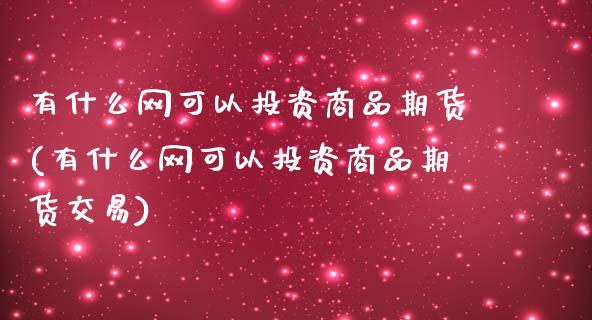 有什么网可以投资商品期货(有什么网可以投资商品期货交易)_https://www.zghnxxa.com_期货直播室_第1张
