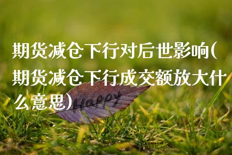 期货减仓下行对后世影响(期货减仓下行成交额放大什么意思)_https://www.zghnxxa.com_期货直播室_第1张