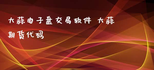 大蒜电子盘交易软件 大蒜期货代码_https://www.zghnxxa.com_国际期货_第1张