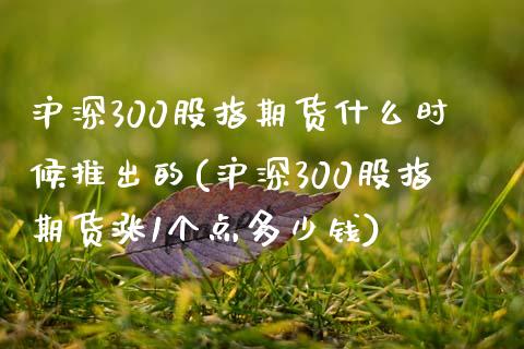 沪深300股指期货什么时候推出的(沪深300股指期货涨1个点多少钱)_https://www.zghnxxa.com_期货直播室_第1张