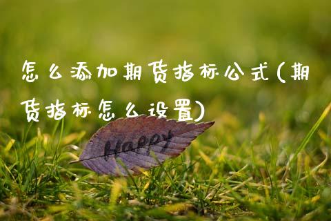 怎么添加期货指标公式(期货指标怎么设置)_https://www.zghnxxa.com_国际期货_第1张