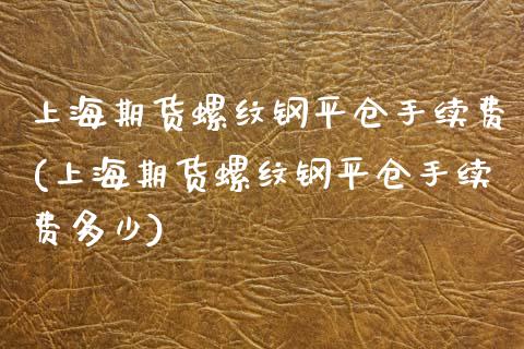 上海期货螺纹钢平仓手续费(上海期货螺纹钢平仓手续费多少)_https://www.zghnxxa.com_内盘期货_第1张