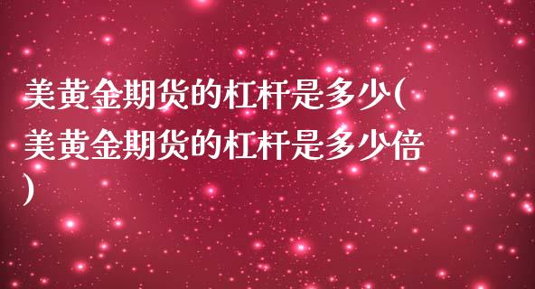 美黄金期货的杠杆是多少(美黄金期货的杠杆是多少倍)_https://www.zghnxxa.com_内盘期货_第1张