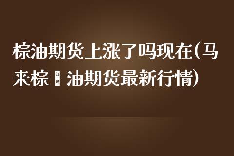 棕油期货上涨了吗现在(马来棕榈油期货最新行情)_https://www.zghnxxa.com_期货直播室_第1张