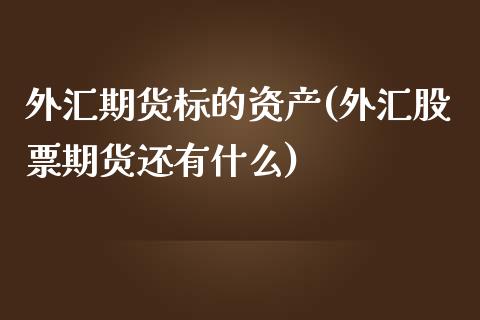 外汇期货标的资产(外汇股票期货还有什么)_https://www.zghnxxa.com_期货直播室_第1张