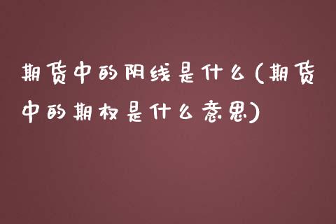 期货中的阴线是什么(期货中的期权是什么意思)_https://www.zghnxxa.com_期货直播室_第1张
