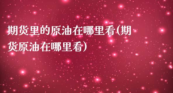 期货里的原油在哪里看(期货原油在哪里看)_https://www.zghnxxa.com_黄金期货_第1张