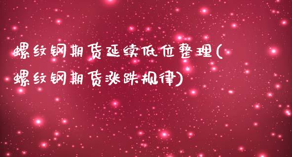 螺纹钢期货延续低位整理(螺纹钢期货涨跌规律)_国际期货_第1张_期货直播室 螺纹钢期货延续低位整理(螺纹钢期货涨跌规律)_https://www.zghnxxa.com_国际期货_第1张