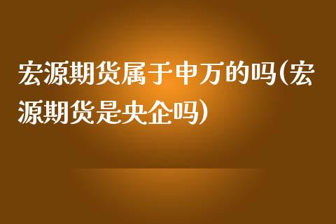 宏源期货属于申万的吗(宏源期货是央企吗)_https://www.zghnxxa.com_期货直播室_第1张