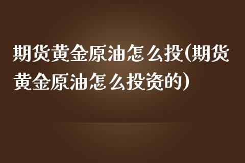 期货黄金原油怎么投(期货黄金原油怎么投资的)_https://www.zghnxxa.com_黄金期货_第1张