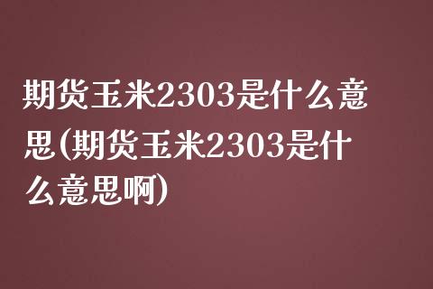 期货玉米2303是什么意思(期货玉米2303是什么意思啊)_https://www.zghnxxa.com_国际期货_第1张