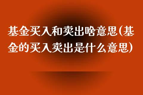 基金买入和卖出啥意思(基金的买入卖出是什么意思)_内盘期货_第1张_期货直播室 基金买入和卖出啥意思(基金的买入卖出是什么意思)_https://www.zghnxxa.com_内盘期货_第1张