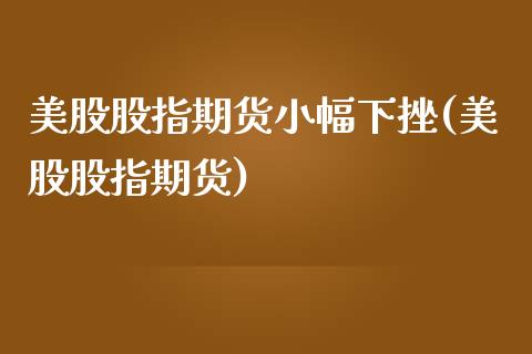 美股股指期货小幅下挫(美股股指期货)_https://www.zghnxxa.com_内盘期货_第1张