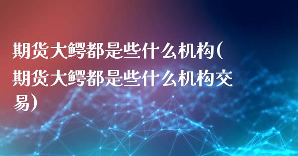 期货大鳄都是些什么机构(期货大鳄都是些什么机构交易)_https://www.zghnxxa.com_内盘期货_第1张