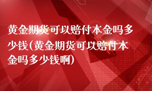 黄金期货可以赔付本金吗多少钱(黄金期货可以赔付本金吗多少钱啊)_https://www.zghnxxa.com_期货直播室_第1张