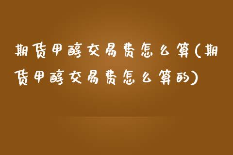 期货甲醇交易费怎么算(期货甲醇交易费怎么算的)_https://www.zghnxxa.com_国际期货_第1张