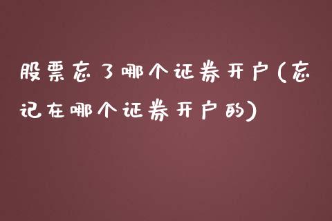 股票忘了哪个证券开户(忘记在哪个证券开户的)_https://www.zghnxxa.com_国际期货_第1张