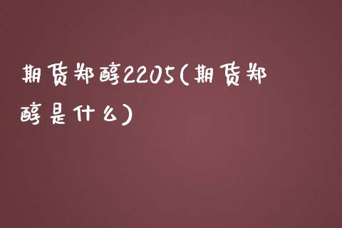 期货郑醇2205(期货郑醇是什么)_https://www.zghnxxa.com_国际期货_第1张