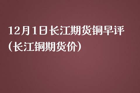 12月1日长江期货铜早评(长江铜期货价)_https://www.zghnxxa.com_期货直播室_第1张